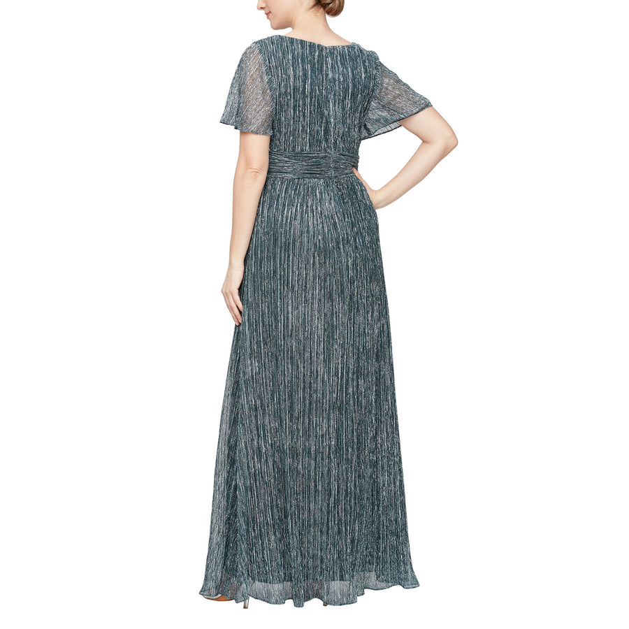 Formal Dresses Long Formal V Neck Empire Waist Dress Black/Seafoam