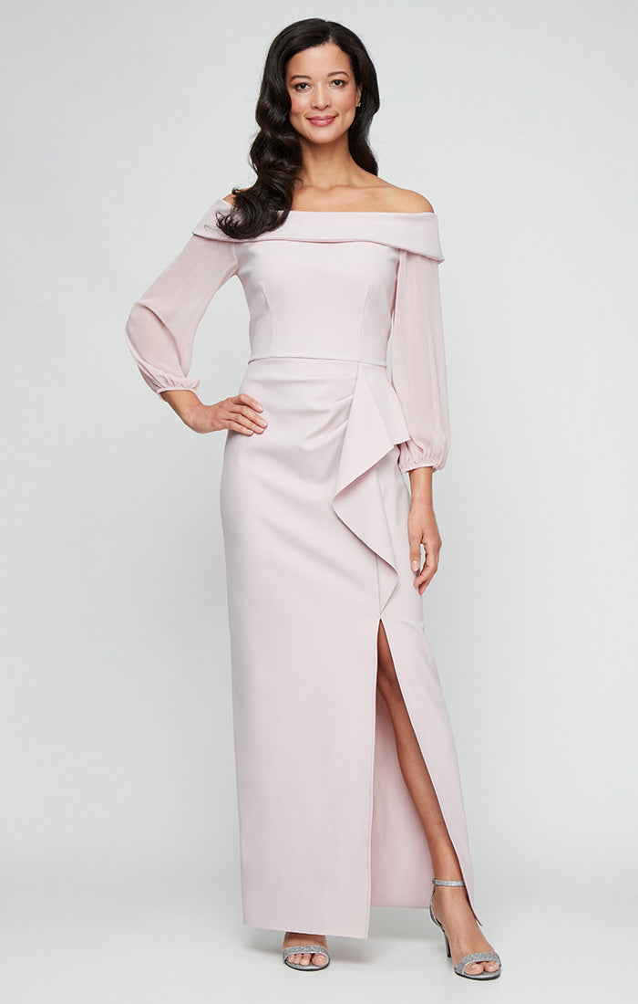 Formal Dresses Long Ruffle Slit Formal Evening Dress Blush