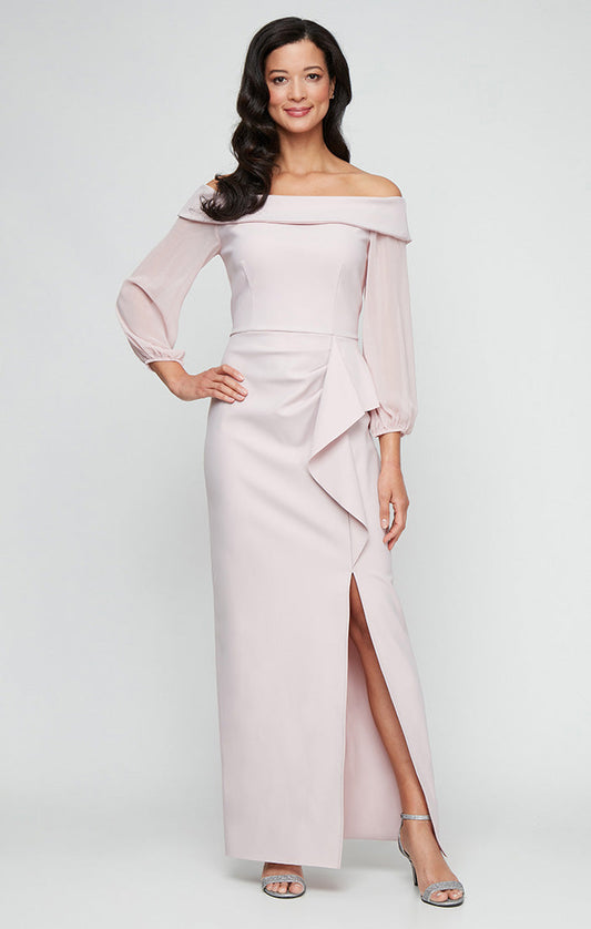 Formal Dresses Long Ruffle Slit Formal Evening Dress Blush