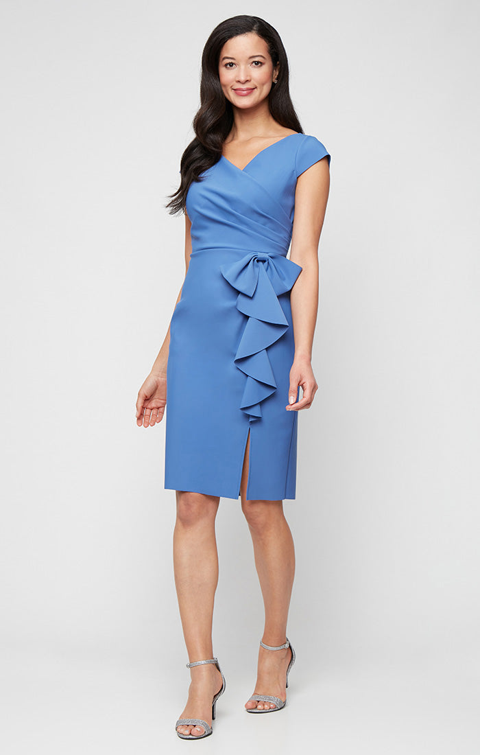 Cocktail Dresses Short Ruffle Slit Cocktail Dress Cornflower