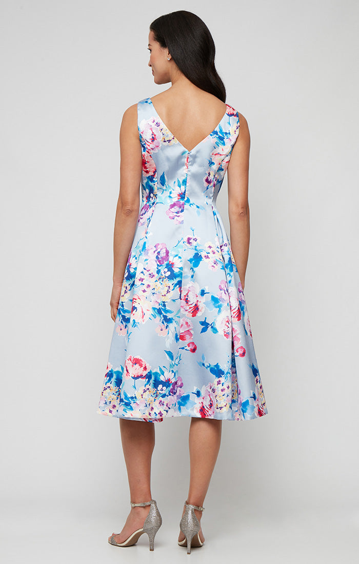 Cocktail Dresses Short Printed Cocktail A Line Dress Lilac Multi