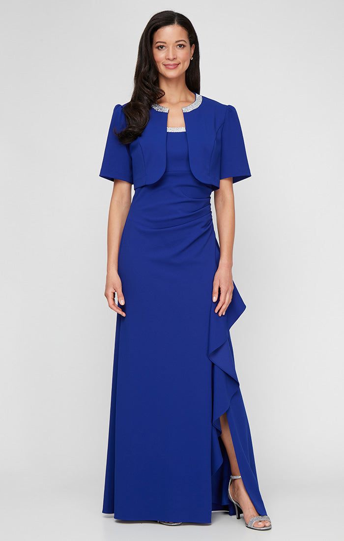 Formal Dresses Long Ruffle Formal Bolero Jacket Dress Royal