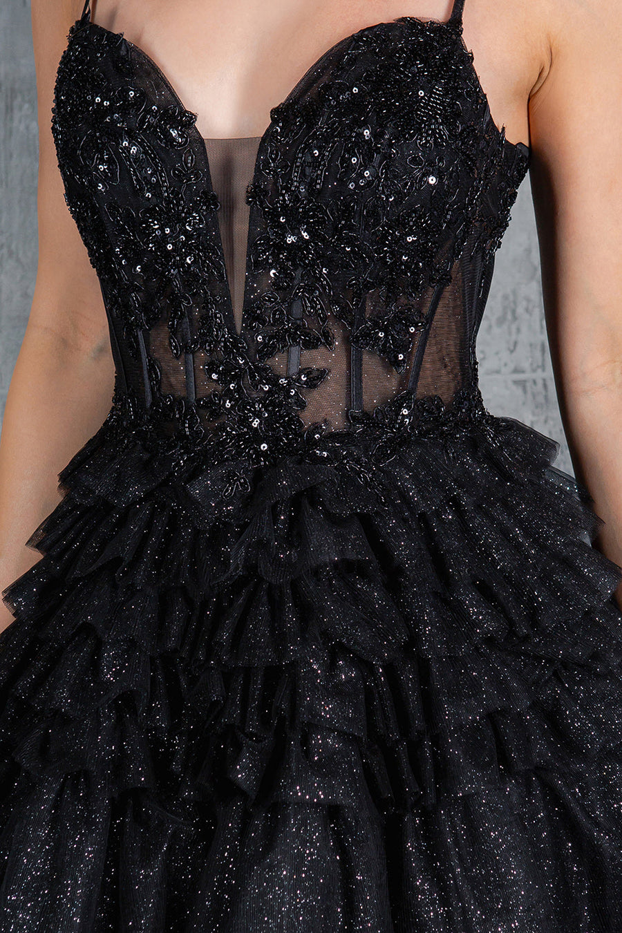 Prom Dresses Prom Long Layered Ruffle Formal A Line Dress Black