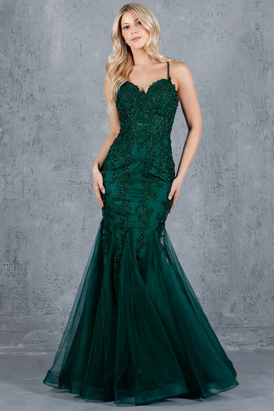Prom Dresses Fitted Formal Long Floram Prom Mermaid Dress Hunter Green