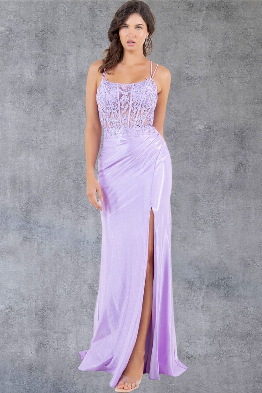 Prom Dresses Formal Long Floral Lace Prom Dress Lilac