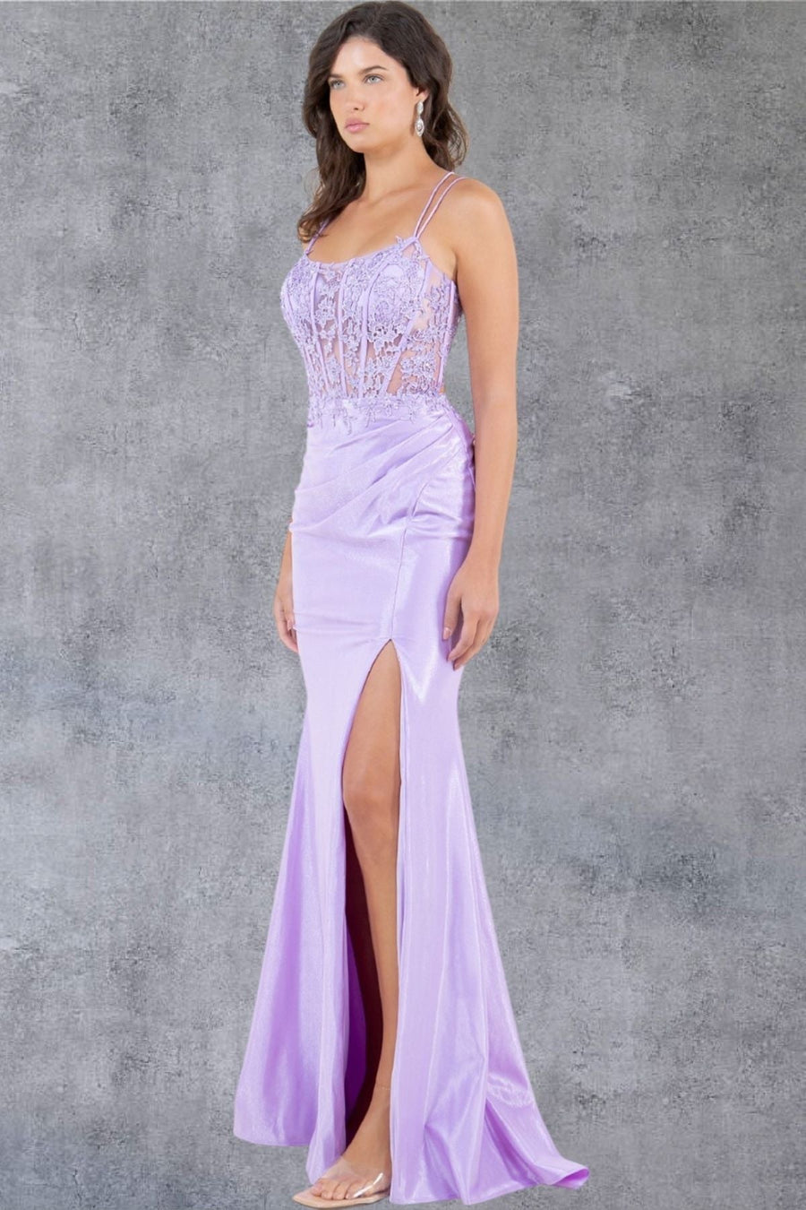 Prom Dresses Formal Long Floral Lace Prom Dress Lilac