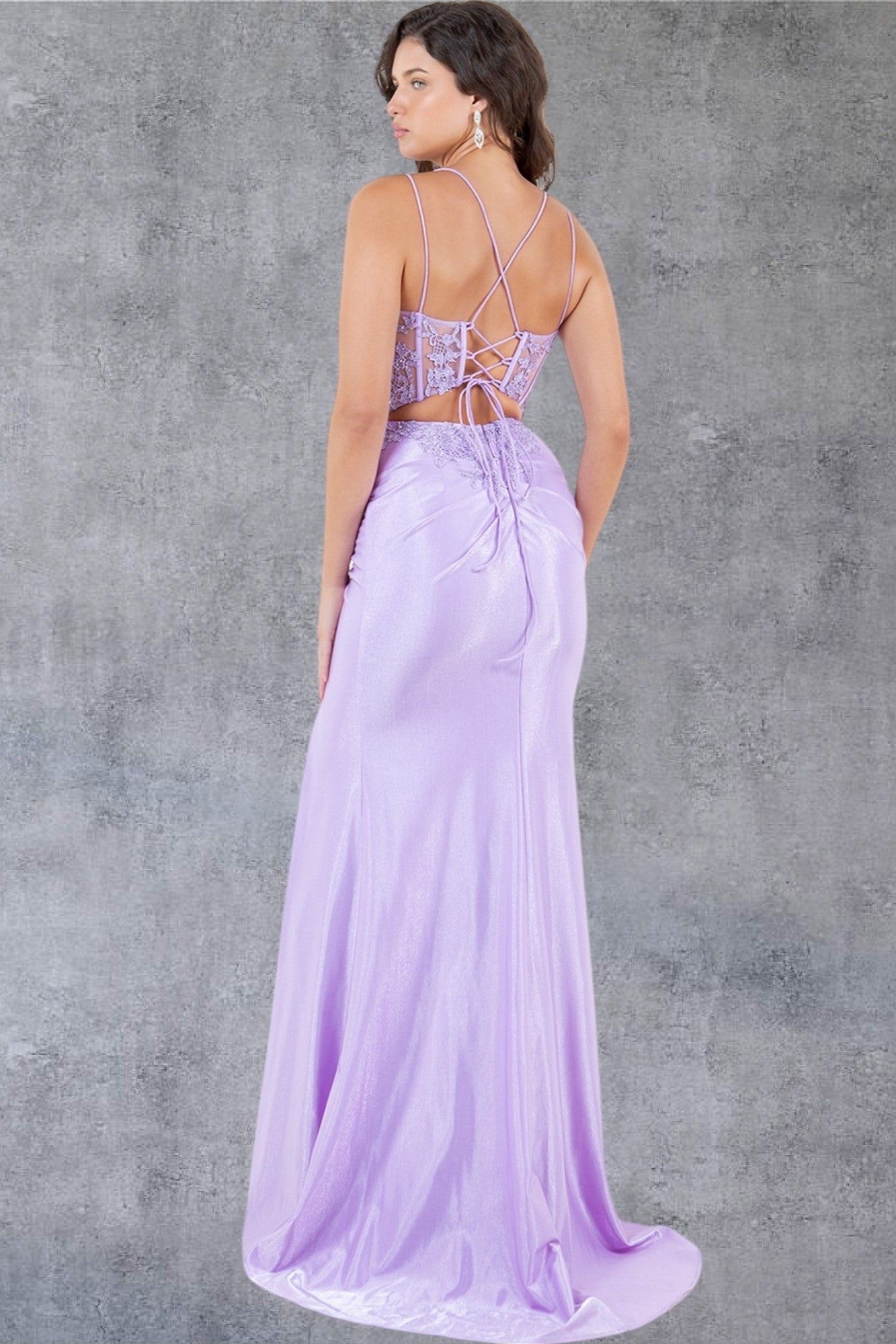 Prom Dresses Formal Long Floral Lace Prom Dress Lilac