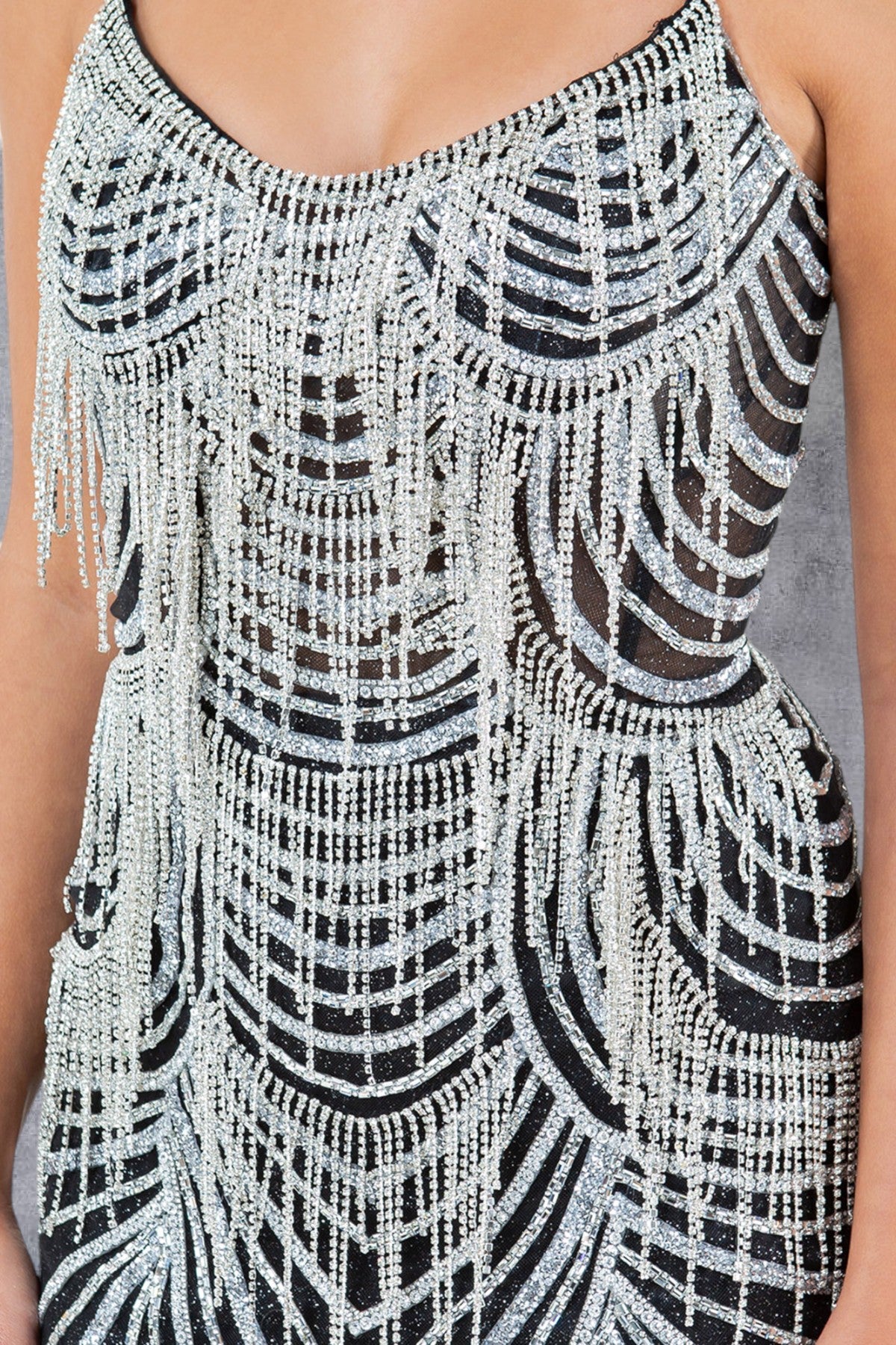 Prom Dresses Beaded Long Lace Formal Prom Dress Black/Silver