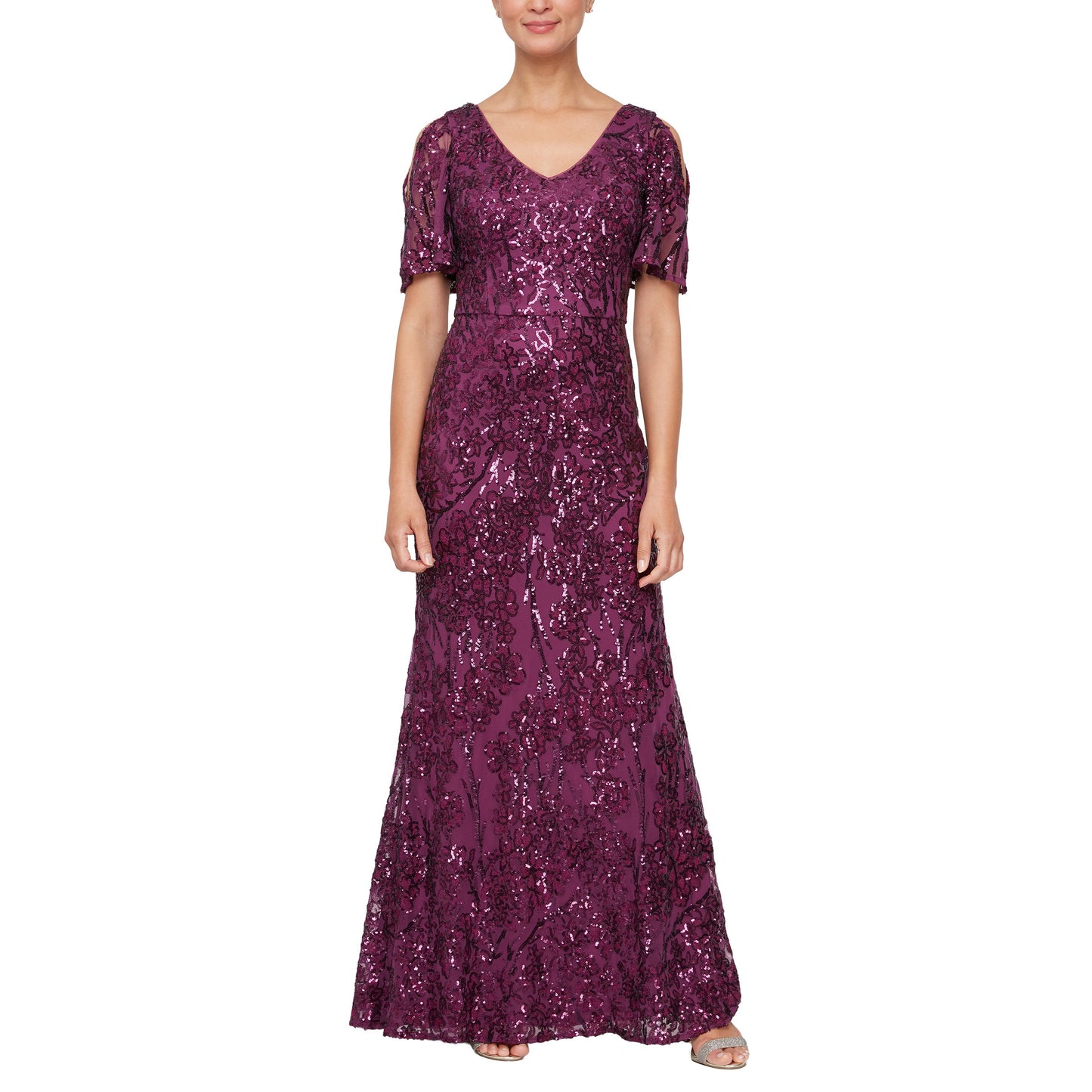 Mother of the Bride Dresses Long Formal Sequins Dress Plum
