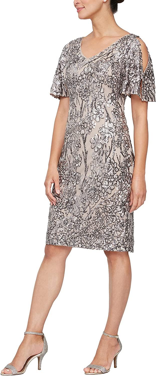 Alex Evenings 8196728 Short Flutter Sleeve Dress