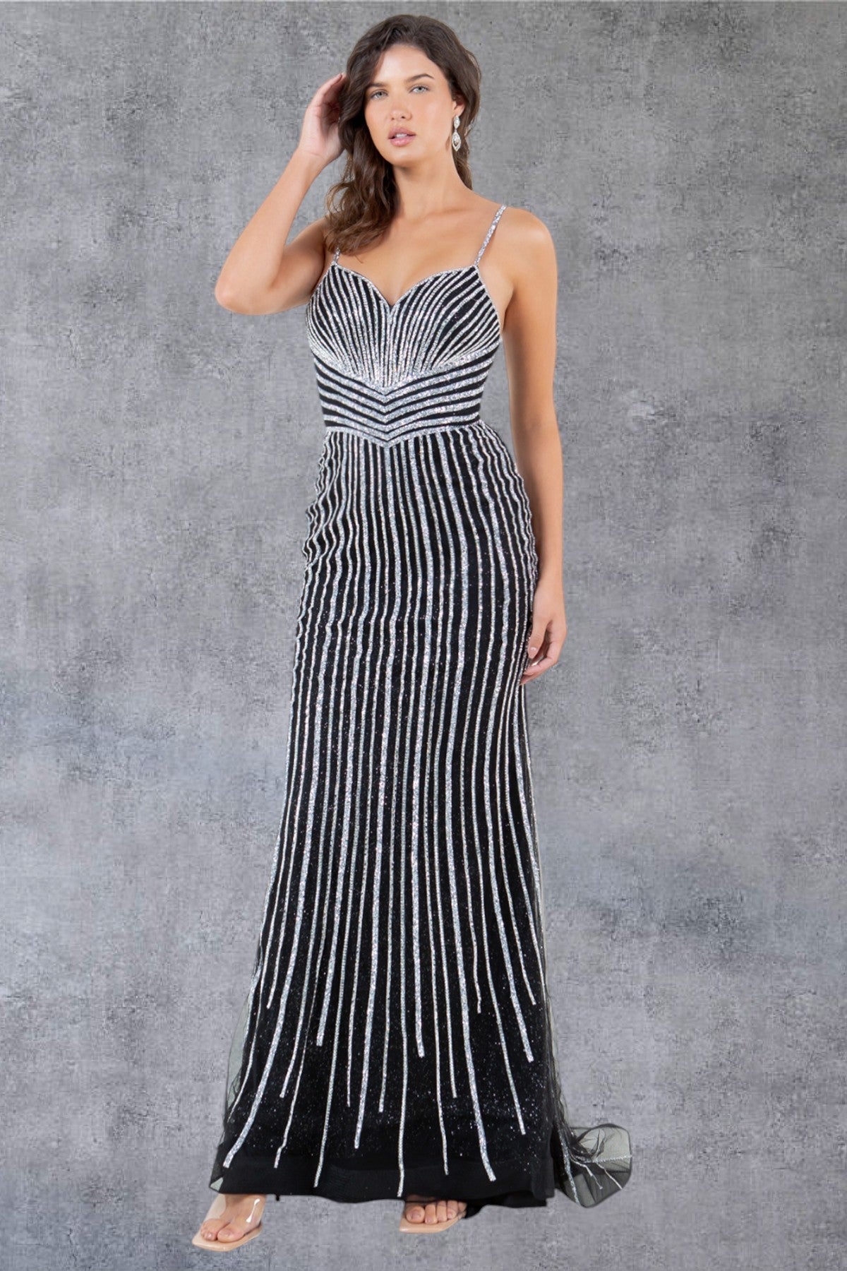 Prom Dresses Long Formal Fitted Prom Dress Black/Silver