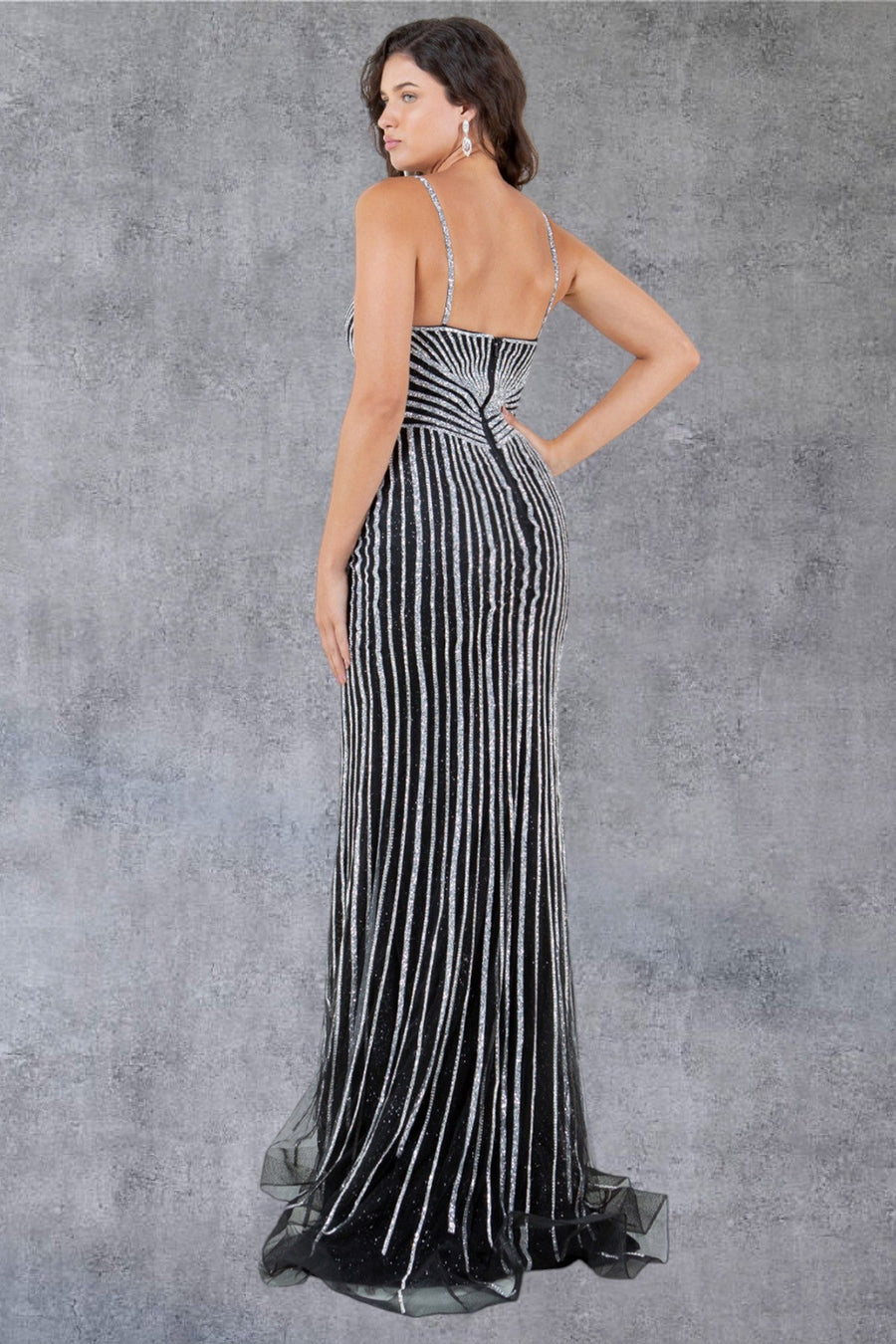 Prom Dresses Long Formal Fitted Prom Dress Black/Silver