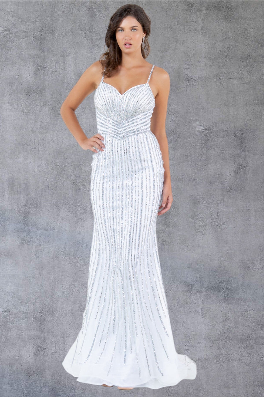 Prom Dresses Long Formal Fitted Prom Dress White/Silver