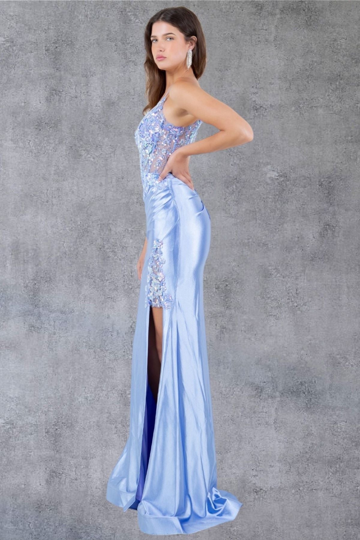 Prom Dresses Prom Beaded Long Floral Formal Sequin Dress Lavender