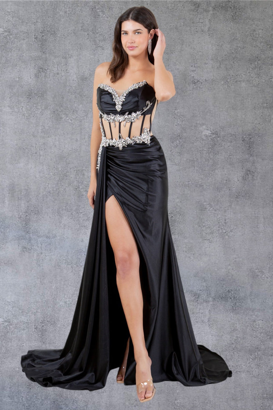 Prom Dresses Long Prom Formal Fitted Slit Evening Dress Black