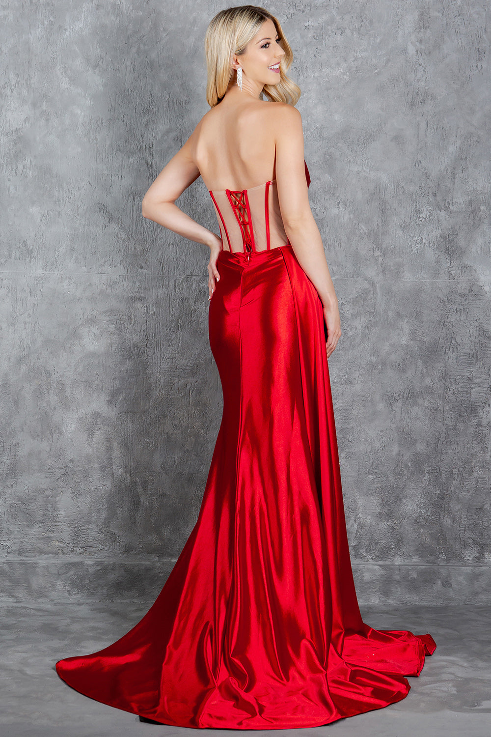 Prom Dresses Long Prom Formal Fitted Slit Evening Dress Red