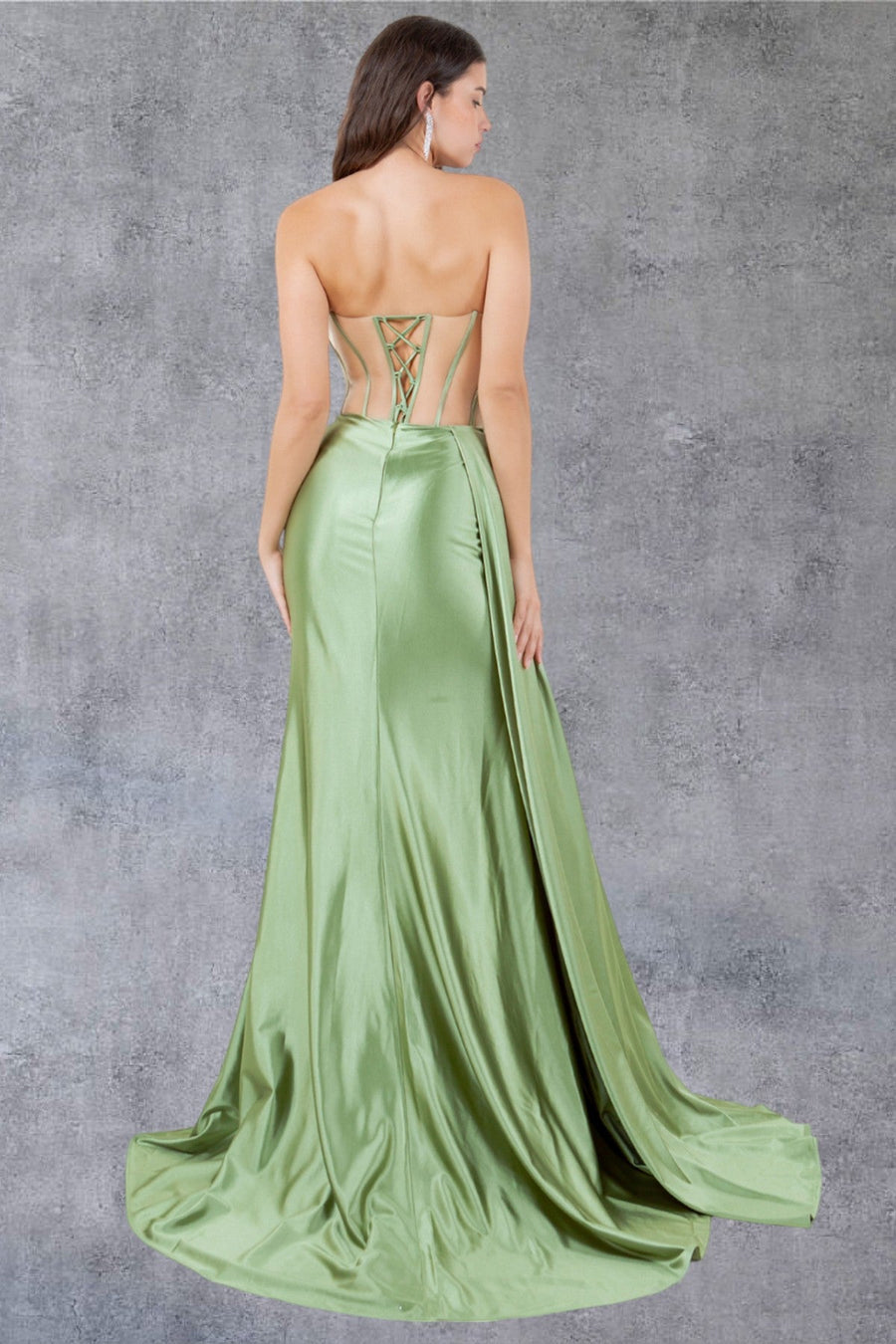 Prom Dresses Long Prom Formal Fitted Slit Evening Dress Sage