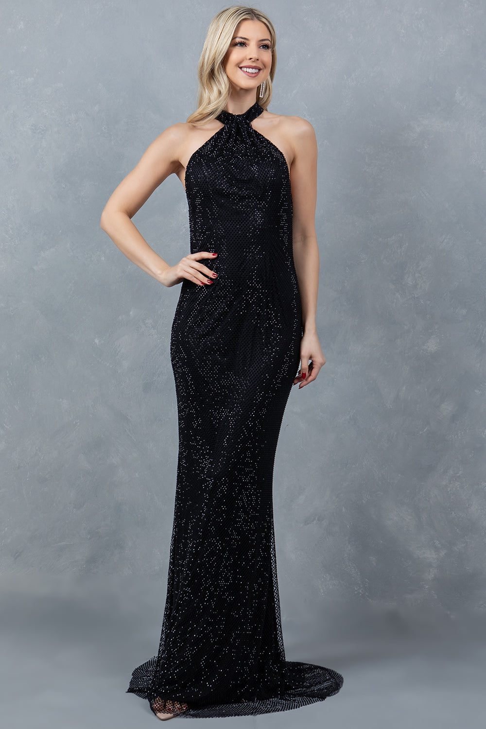 Prom Dresses Long Slit Beaded Formal Prom Dress Black