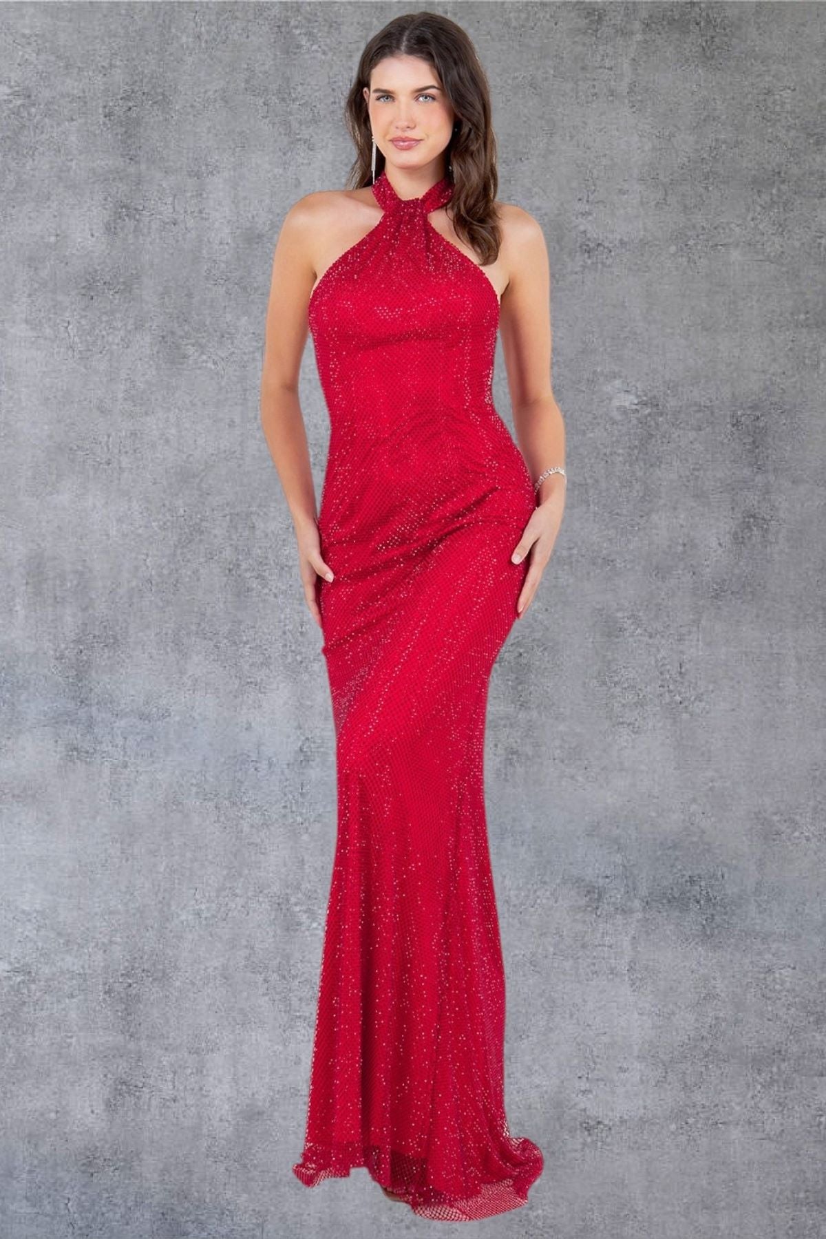 Prom Dresses Long Slit Beaded Formal Prom Dress Red
