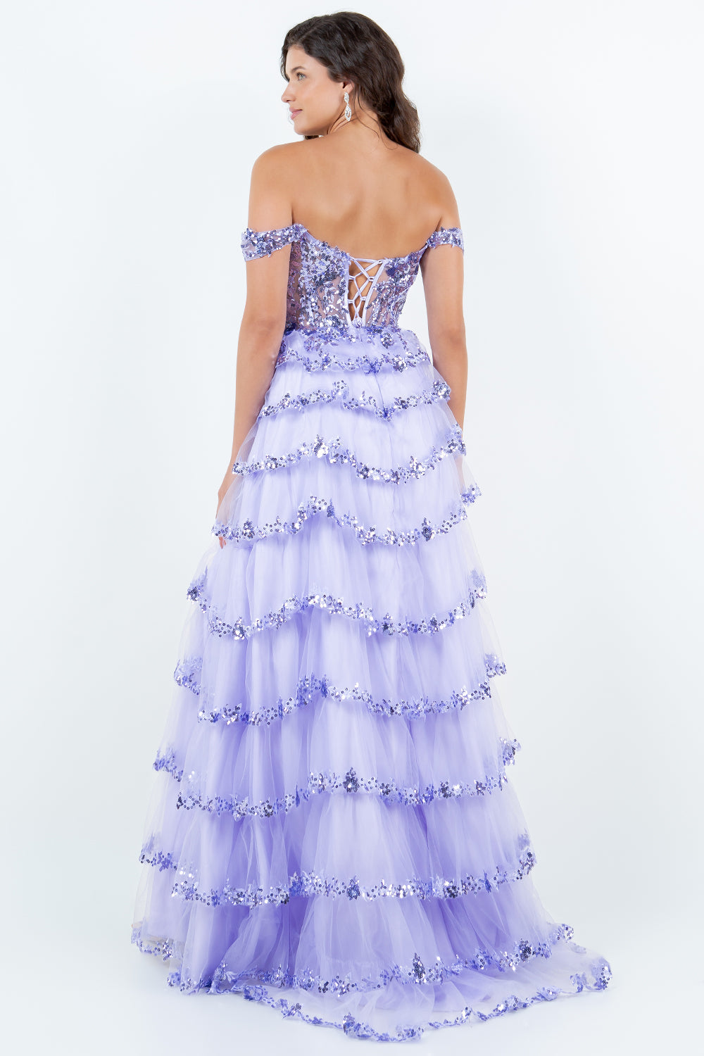 Prom Dresses Long Formal A Line Prom Layered Ruffle Dress Lavender