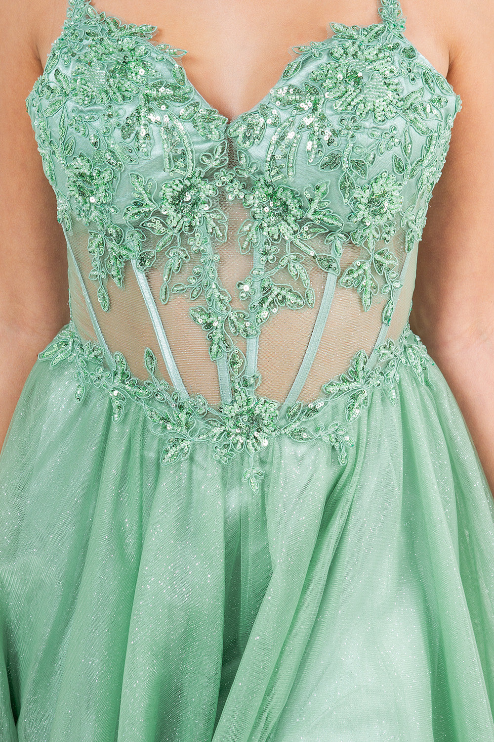 Prom Dresses A Line Long Formal Prom Glitter Dress Sage