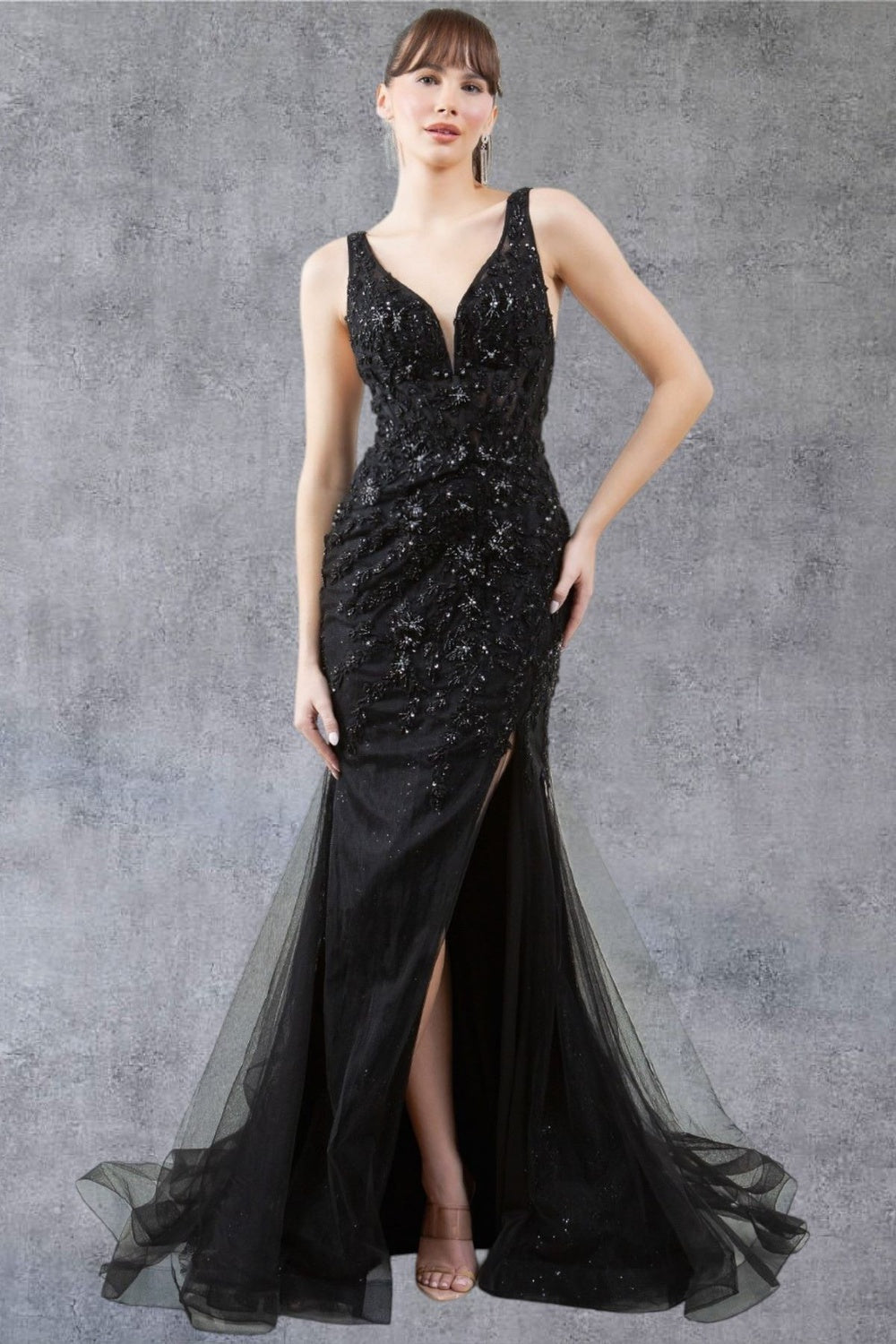 Prom Dresses Formal Long Beaded Lace Mermaid Prom Dress Black