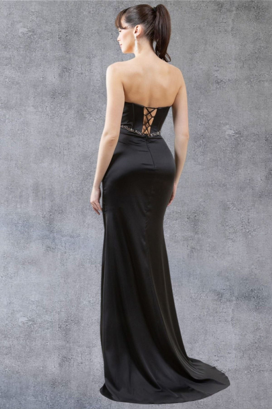 Prom Dresses Formal Long Fitted Slit prom Evening Dress Black