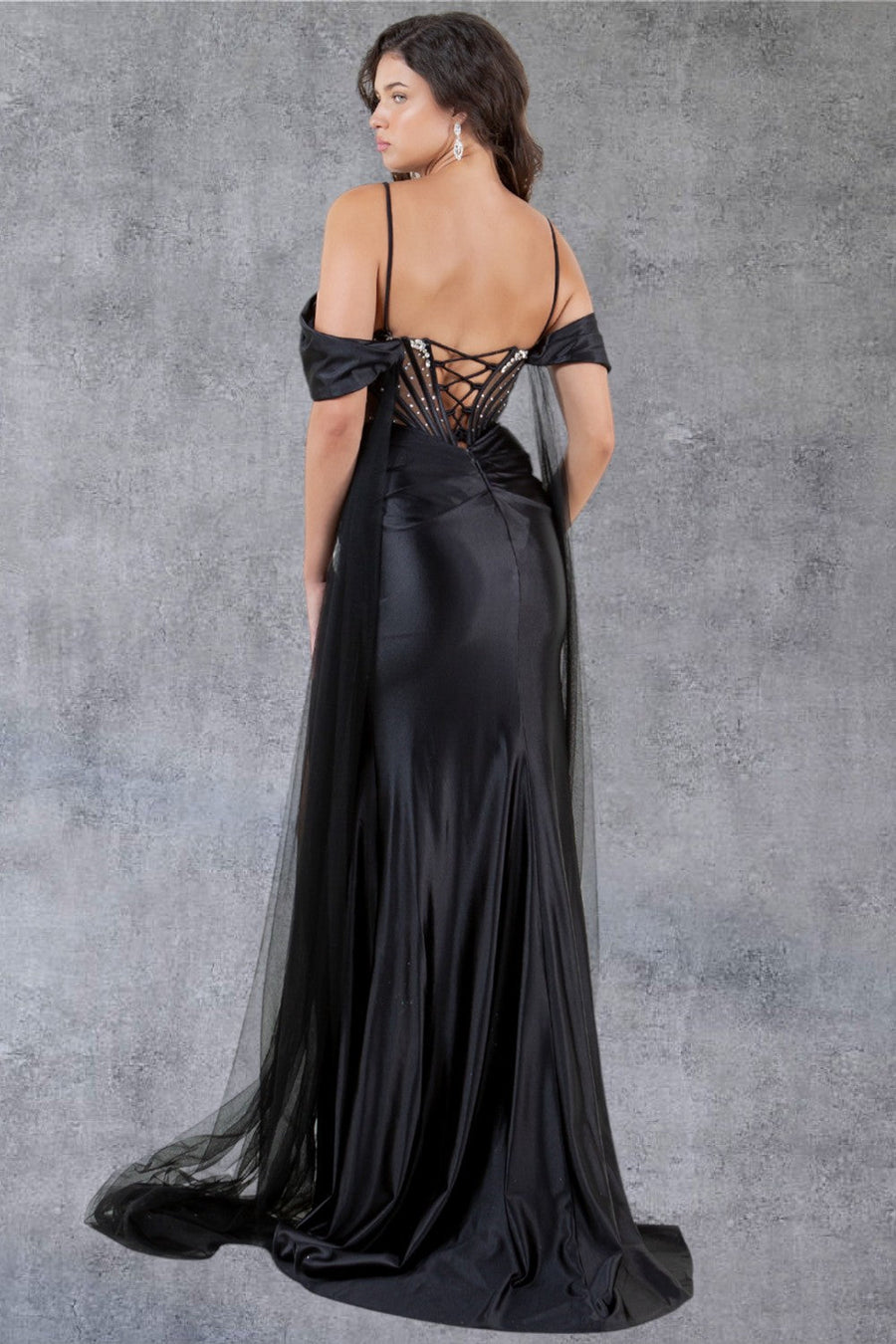 Prom Dresses Long Beaded Slit Formal Prom Dress Black