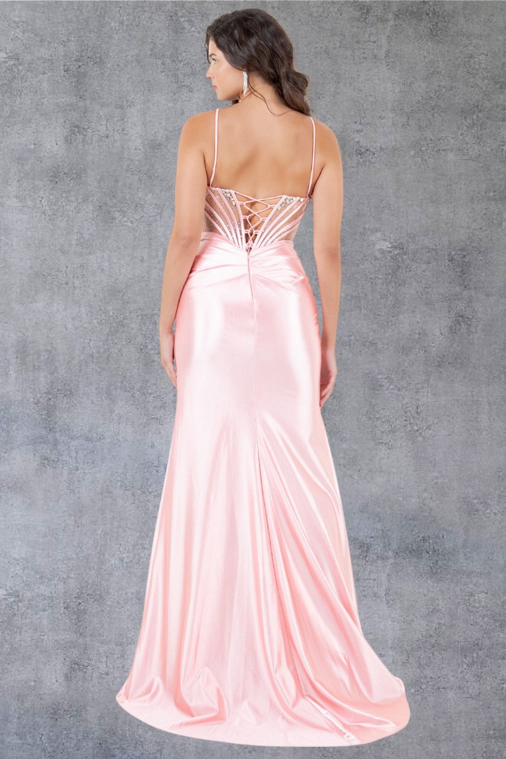 Prom Dresses Long Beaded Slit Formal Prom Dress Blush