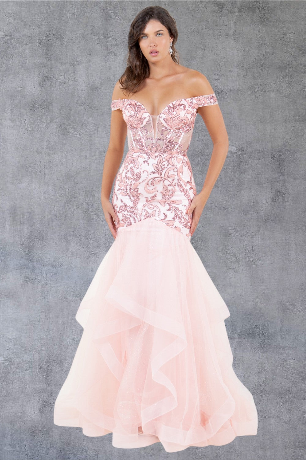 Prom Dresses Long Formal Ruffle Mermaid Prom Dress Blush