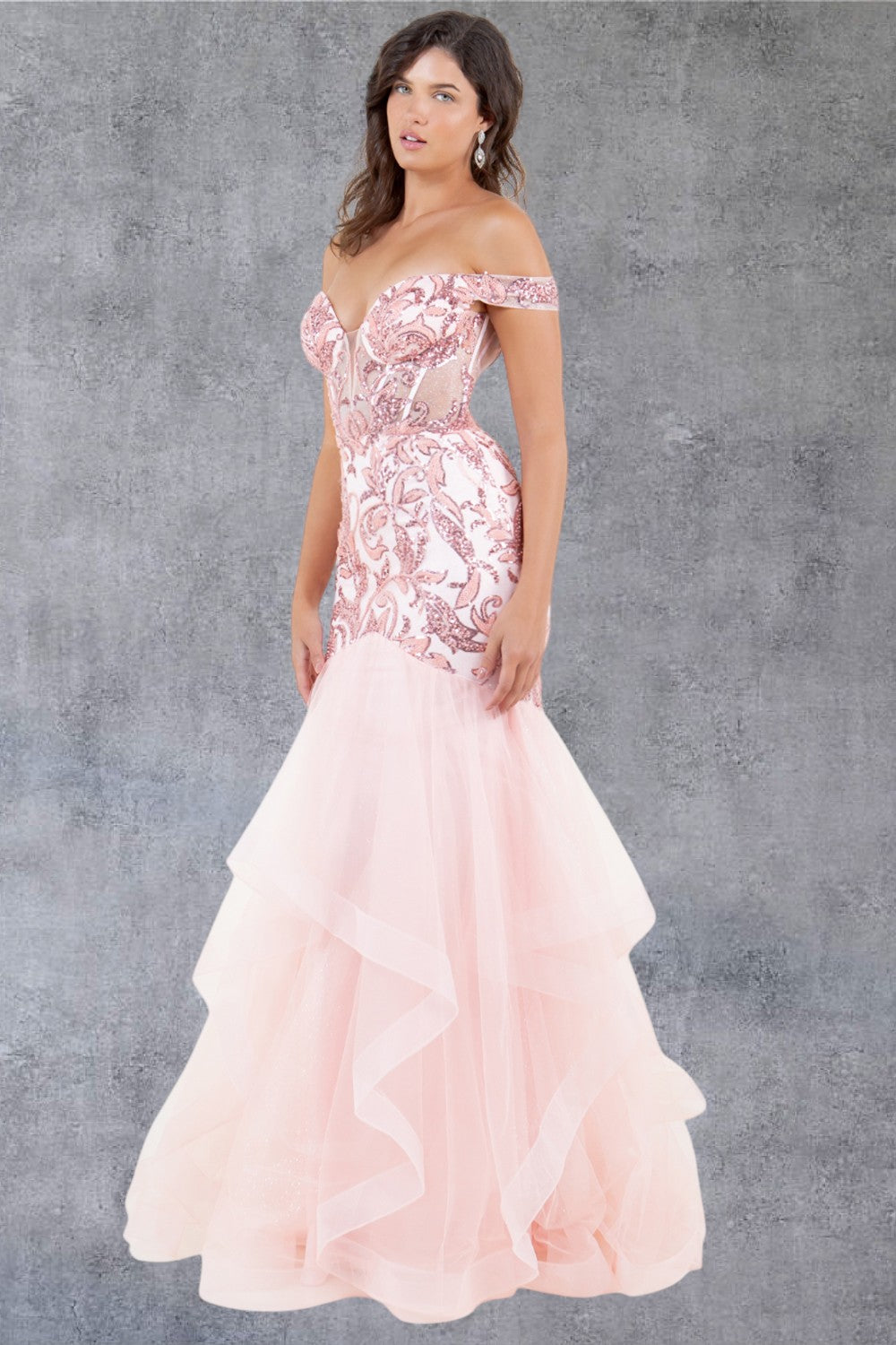 Prom Dresses Long Formal Ruffle Mermaid Prom Dress Blush