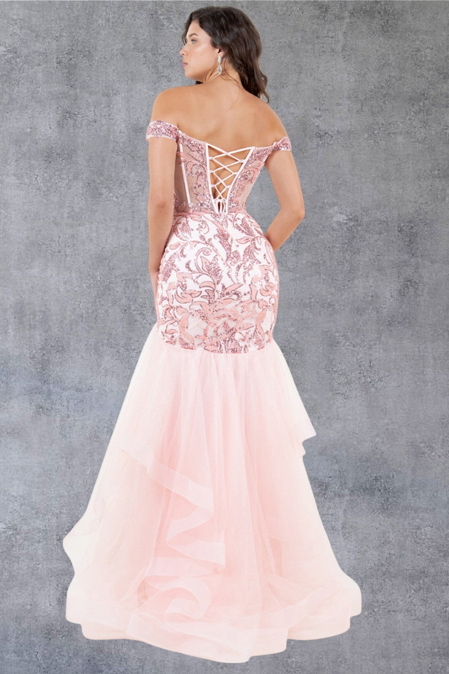 Prom Dresses Long Formal Ruffle Mermaid Prom Dress Blush