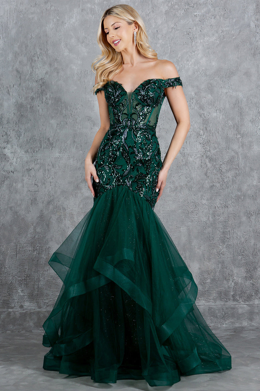 Prom Dresses Long Formal Ruffle Mermaid Prom Dress Hunter Green