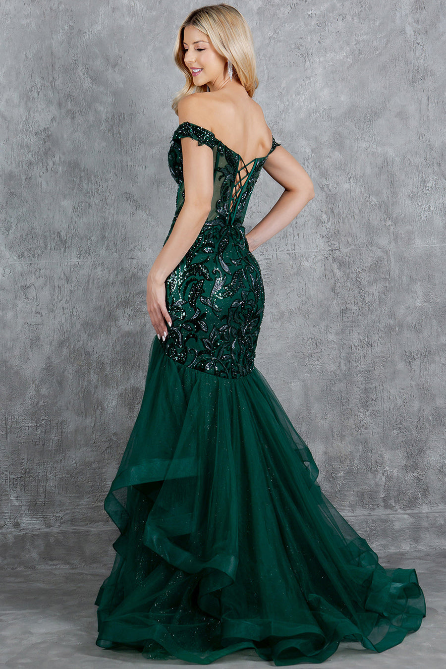 Prom Dresses Long Formal Ruffle Mermaid Prom Dress Hunter Green