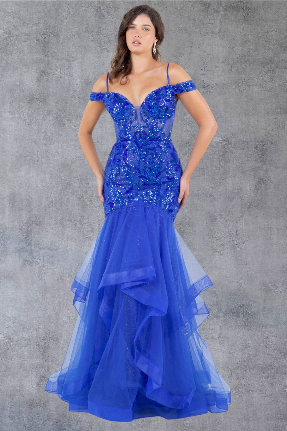 Prom Dresses Long Formal Ruffle Mermaid Prom Dress Royal