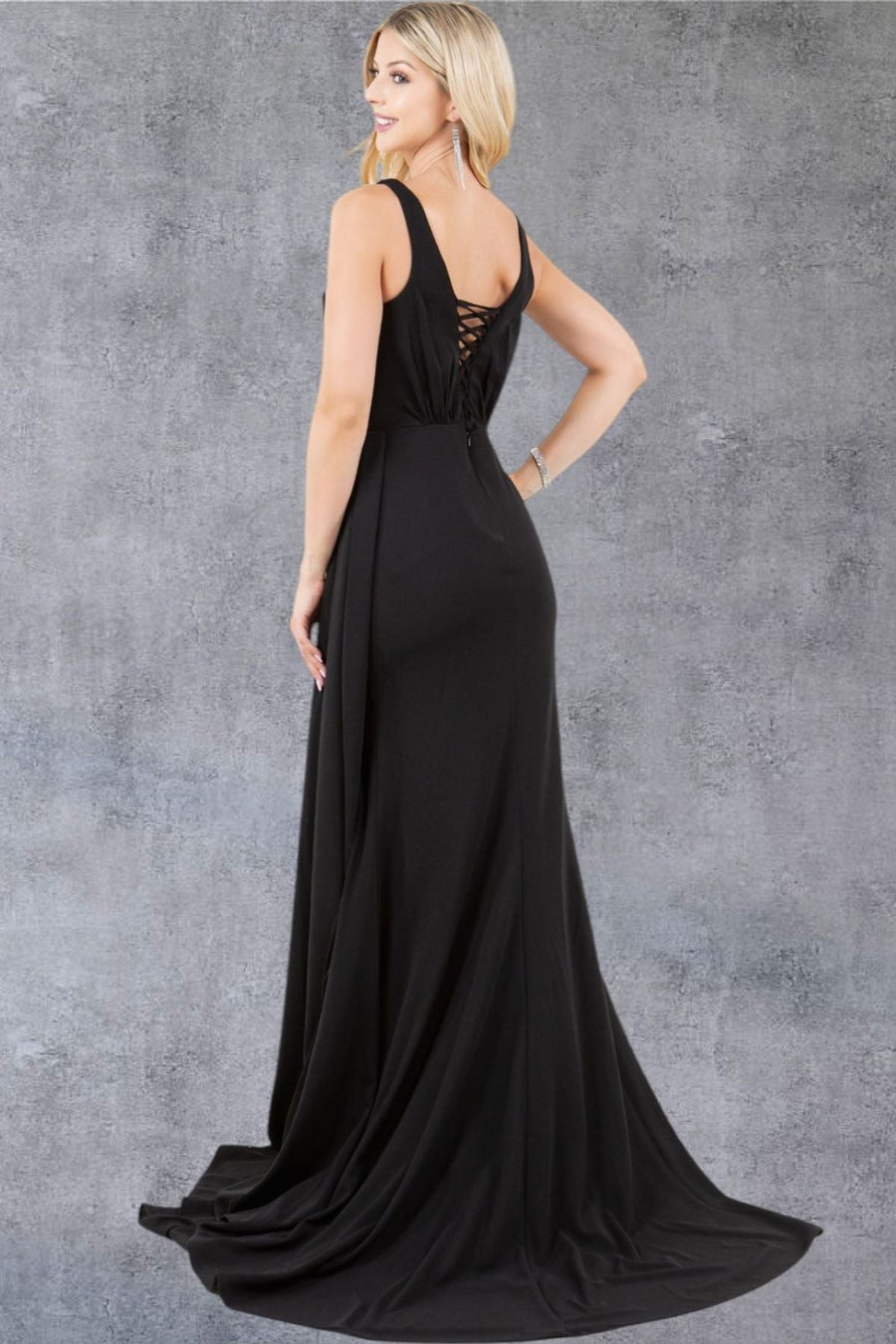 Prom Dresses Long Fitted Slit Fomal Prom Dress  Black