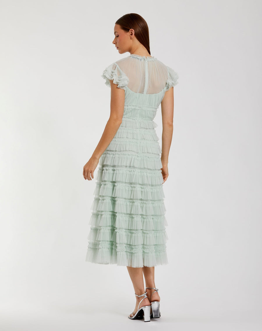 Cocktail Dresses Midi Length A Line Short Ruffle Cocktail Dress Mint