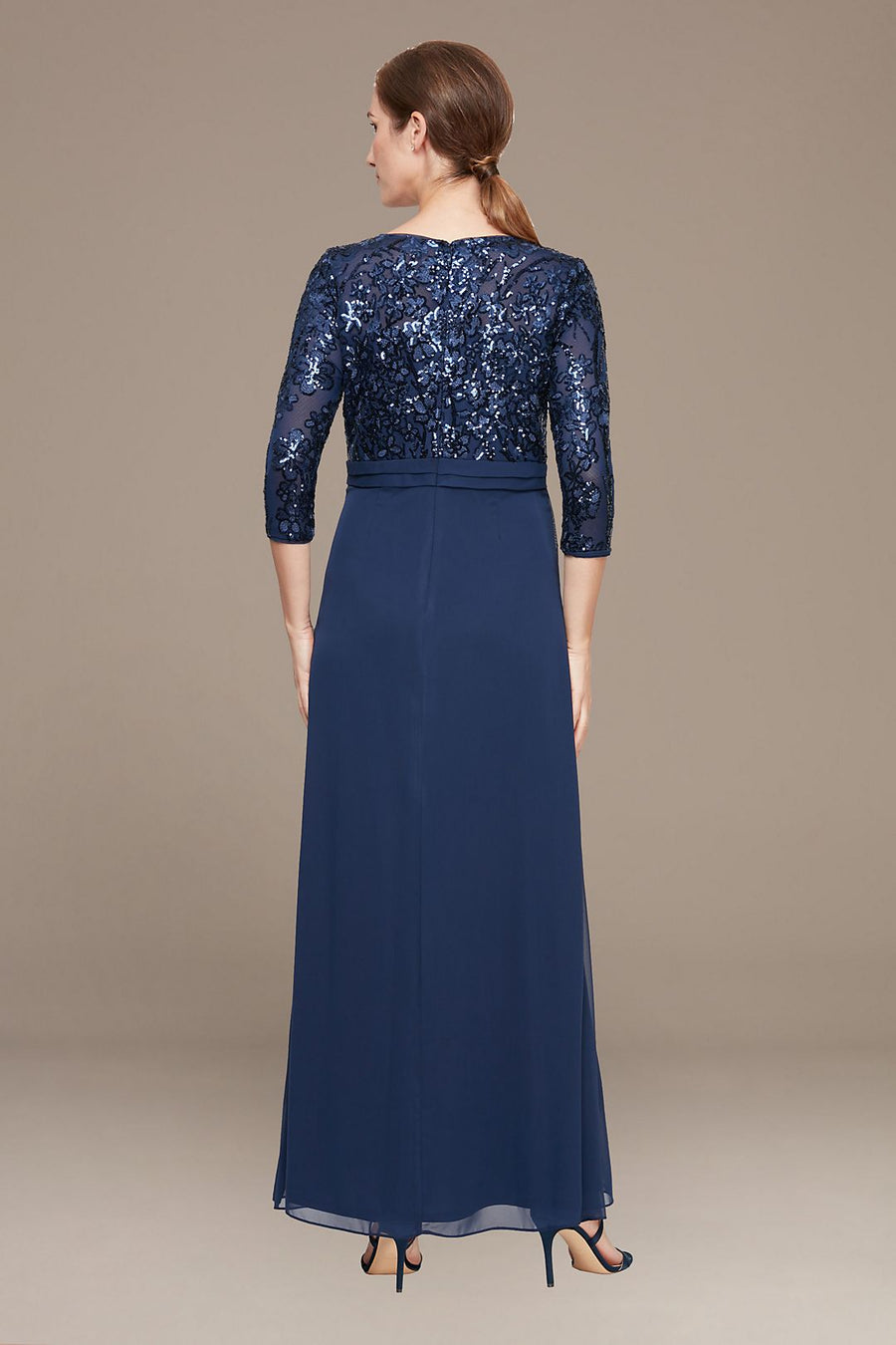 فستان أليكس إيفيننجز طويل رسمي صغير الحجم AE8296784 أزرق داكن، مقاس 14P، تخفيضات