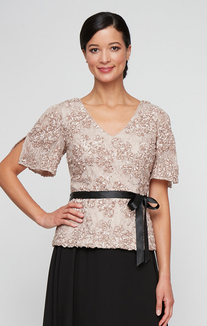 Top Formal Top Lace Blouse Buff