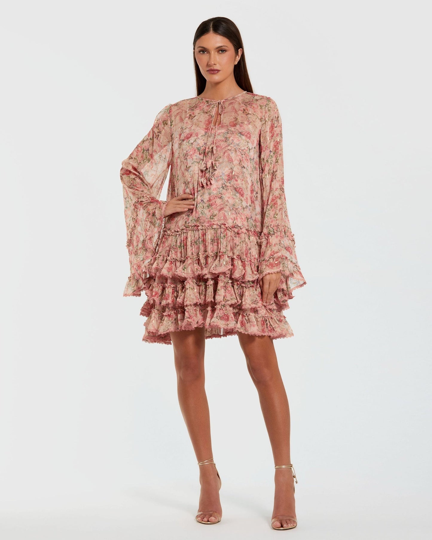 Cocktail Dresses Homecoming Short Cocktail Mini Ruffle Dress Pink Multi