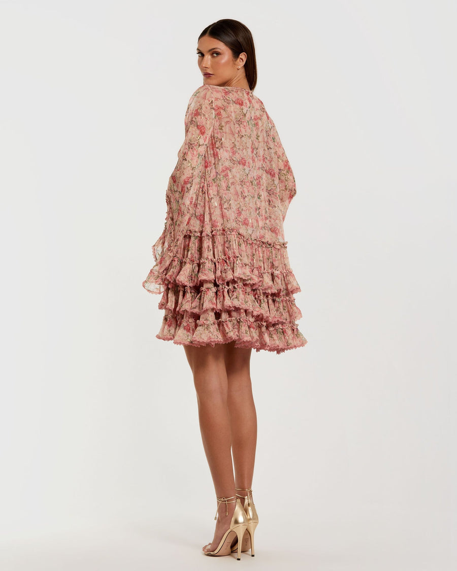 Cocktail Dresses Homecoming Short Cocktail Mini Ruffle Dress Pink Multi