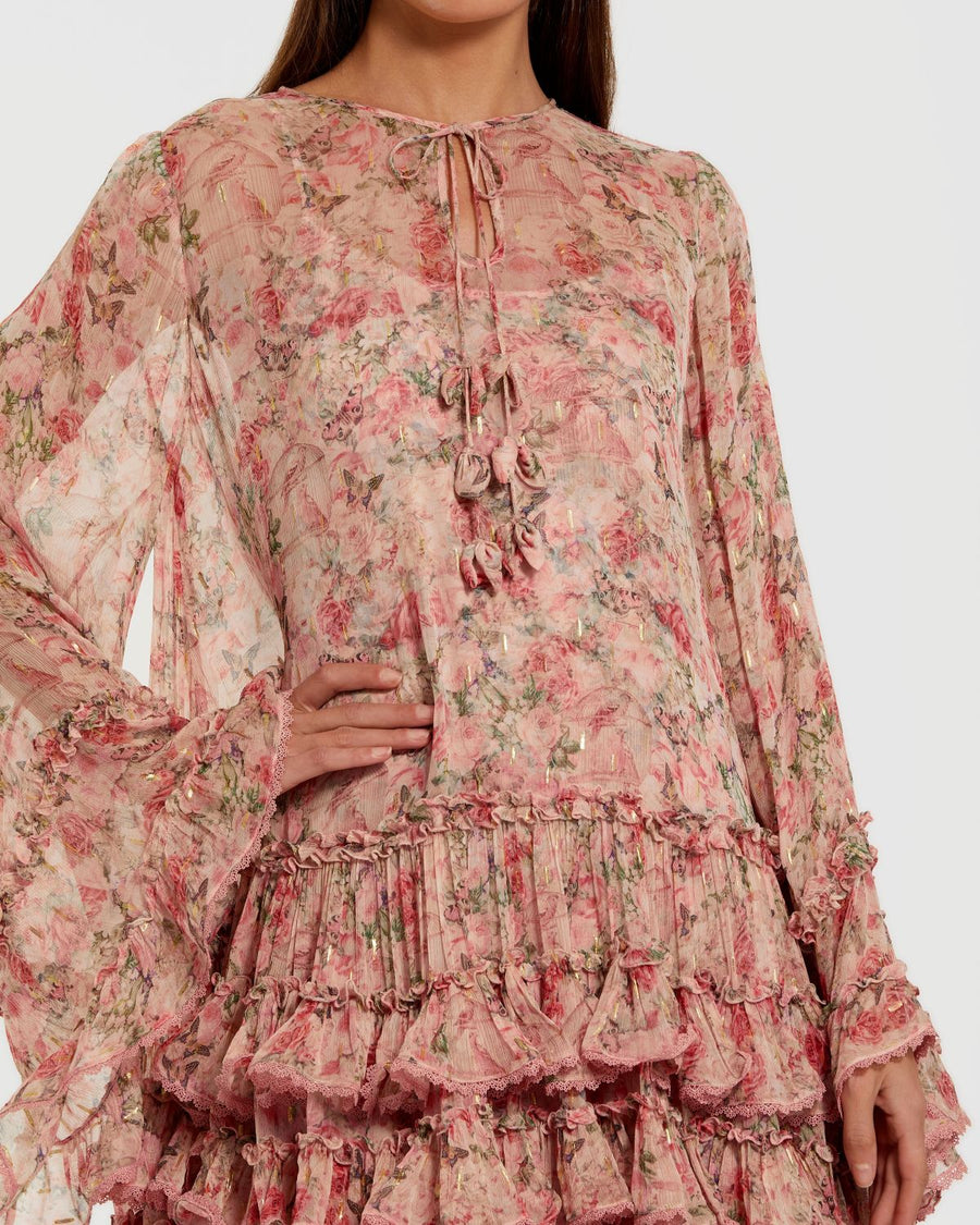 Cocktail Dresses Homecoming Short Cocktail Mini Ruffle Dress Pink Multi