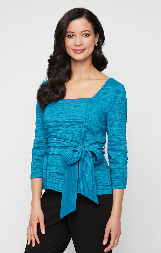 Top Fitted Formal Top Blouse Aqua