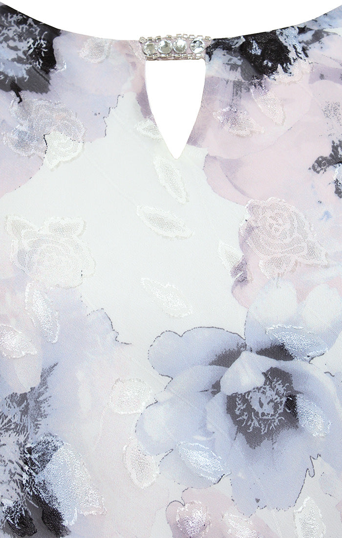 Top Formal Top Printed Layered Blouse Ivory Multi