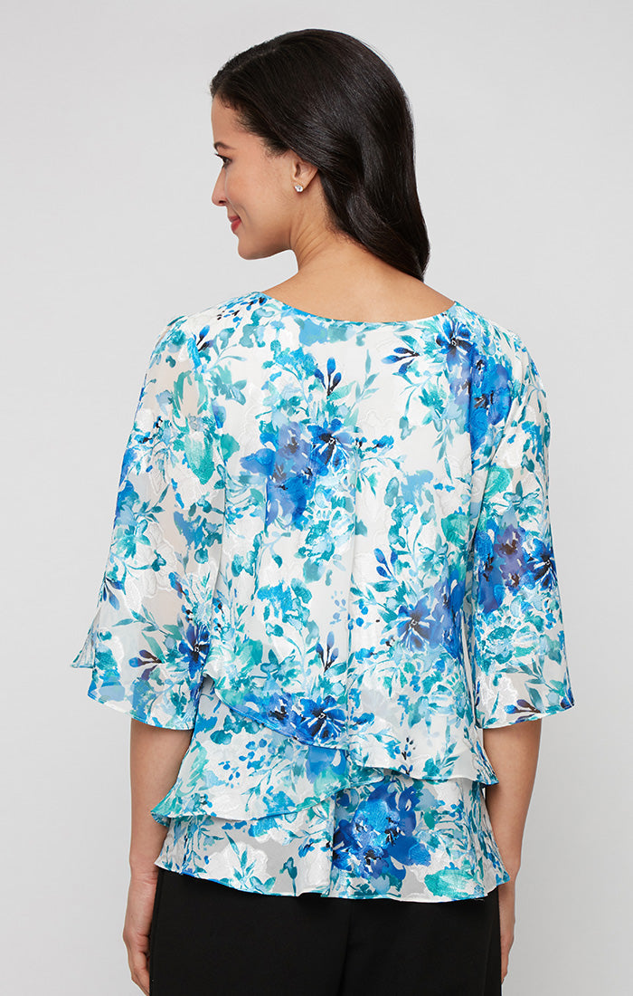 Top Formal Printed Floral Top Blouse Ivory Multi