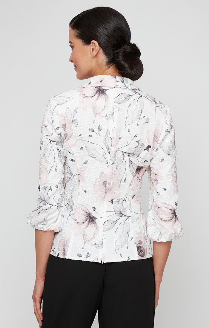 Top Formal Printed Top Blouse Ivory/Pink