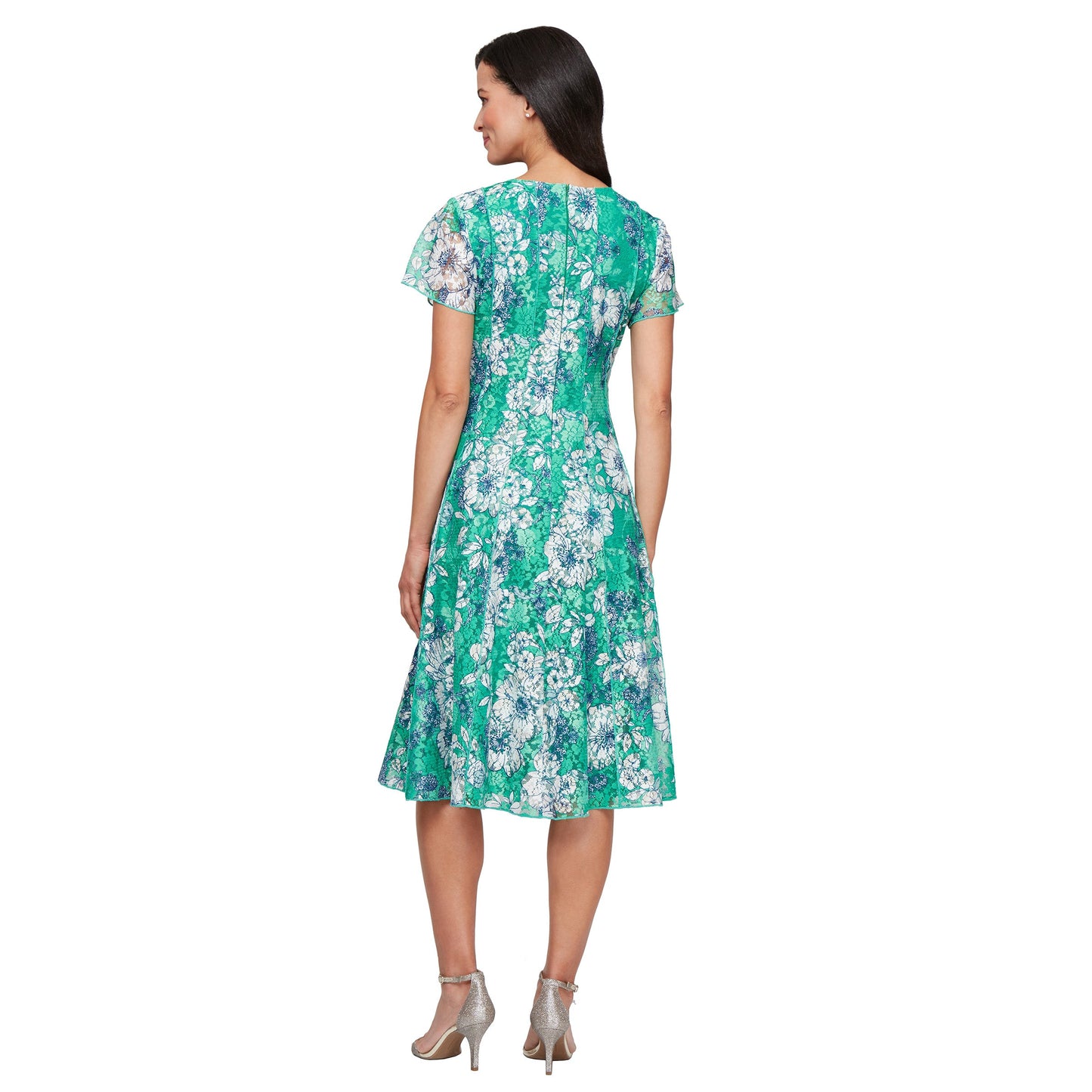 Cocktail Dresses Short Mini Printed Lace Cocktail Dress Green Multi