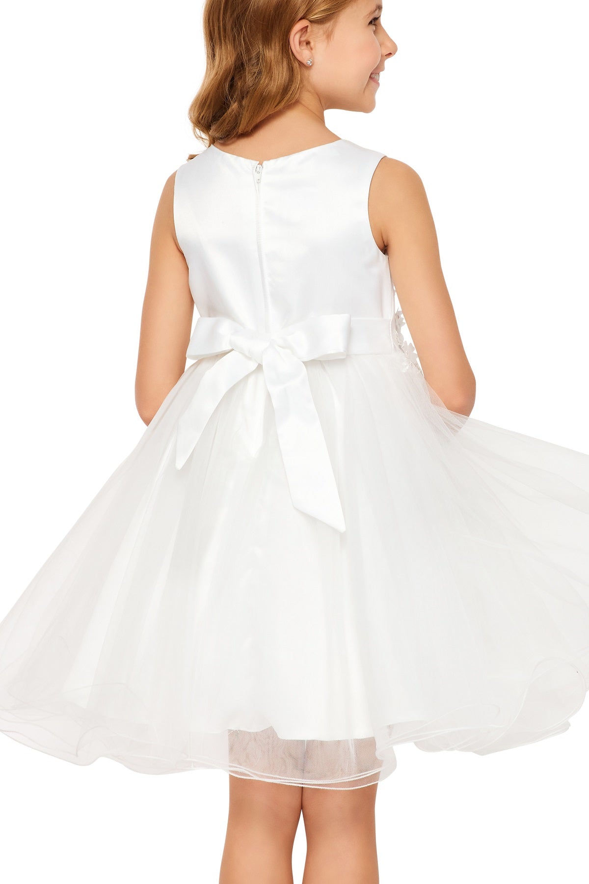Flower Girl Dresses Short 3D Floral A Line Flower Girl Dress White