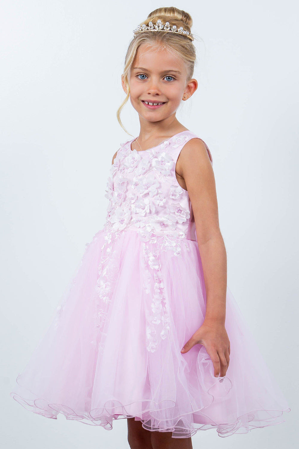 Flower Girl Dresses Short 3D Floral A Line Flower Girl Dress Pink