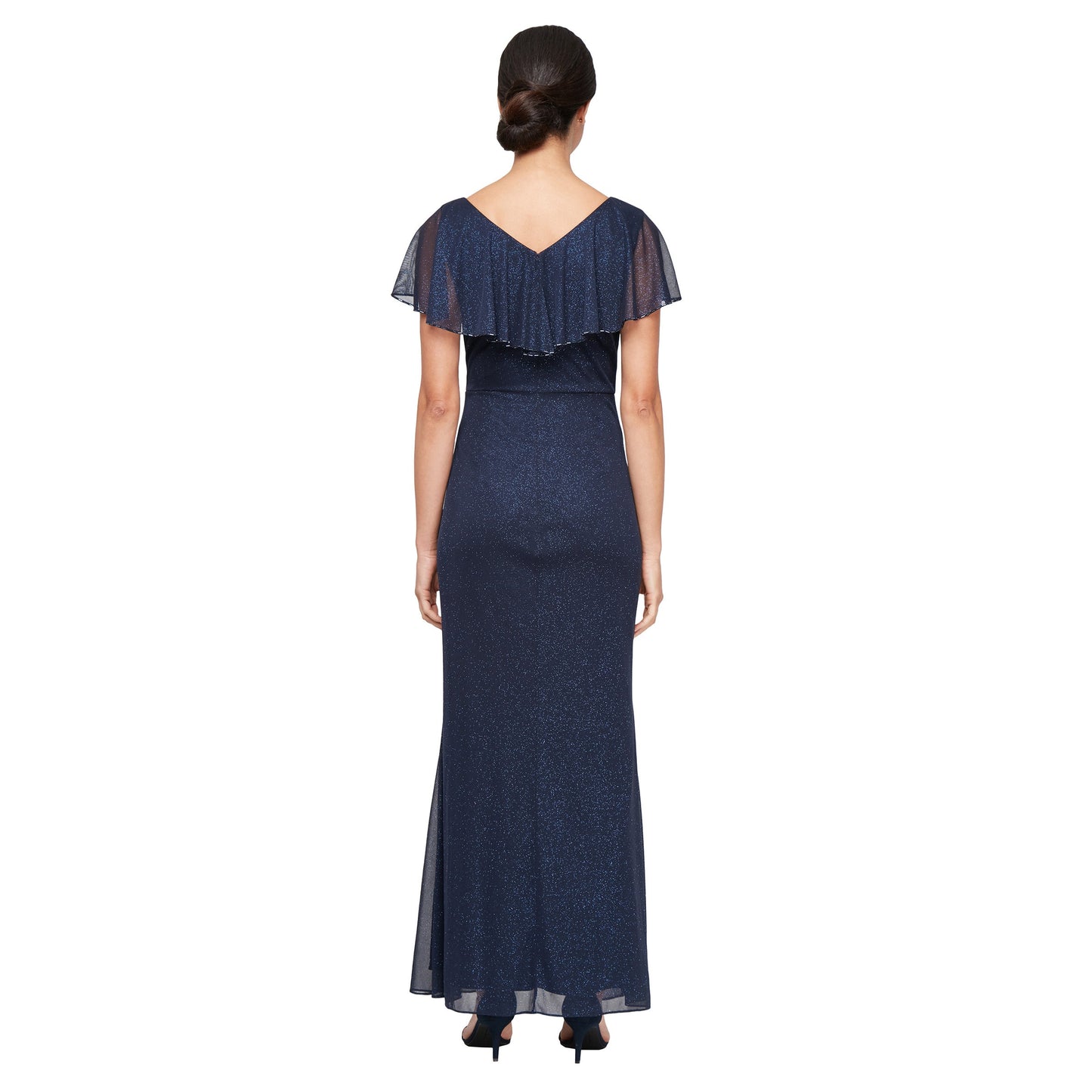 Formal Dresses Long Formal Capelet Dress Navy